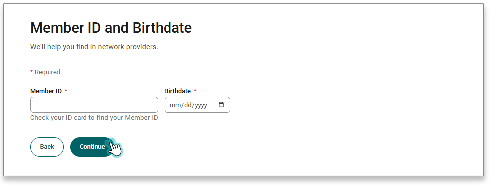 Enter your Member ID and Birthdate